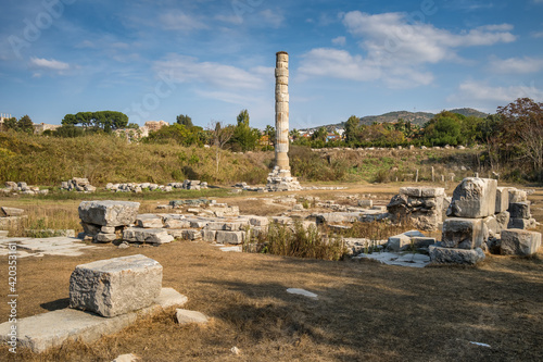 Ruins of Artemis temple in Ephesus Ancient City, Selcuk,Turkey. photo