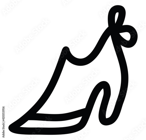 Woman shoe with bow, illustration, vector on a white background