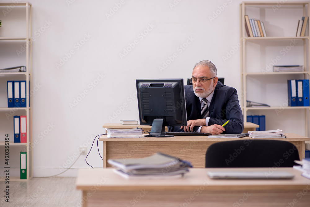 Aged businessman employee sitting in the office