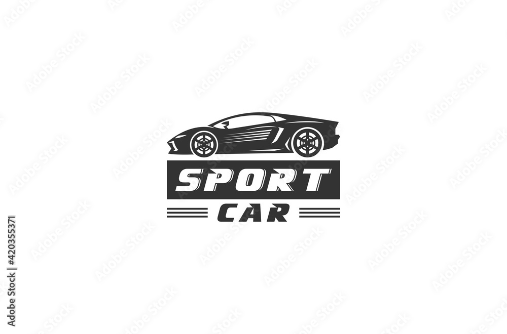 sports car logo with cool sports car illustration