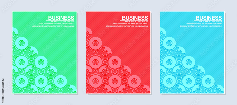 Fototapeta premium Set of business cover flat color abstract circle