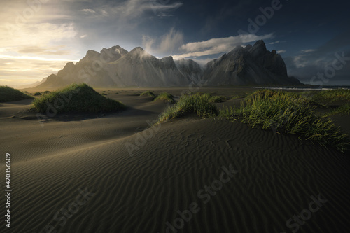 midnight sun at Vestrahorn  Iceland