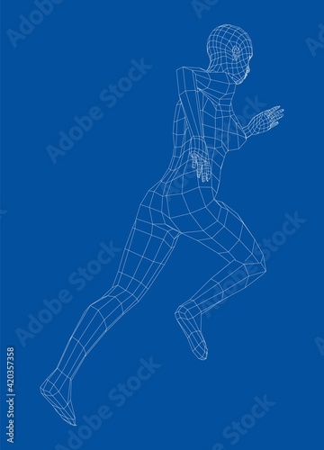 Wireframe running woman. Vector © cherezoff