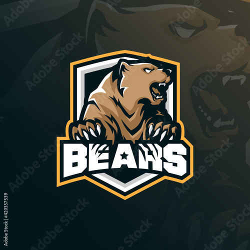 bear mascot logo design with modern illustration concept style for badge, emblem and t shirt printing. bear illustration for sport team.