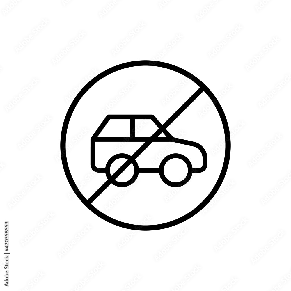 No car or no parking traffic sign,prohibited sign icon, isolated on white background No car or no parking traffic sign,prohibited sign icon, isolated on white background