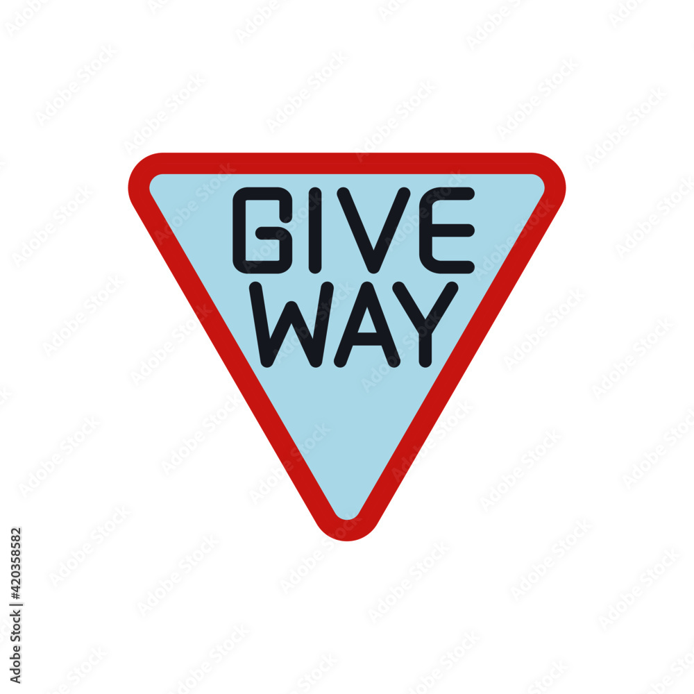give way sign vector icon, isolated on white background give way sign vector icon, isolated on white background