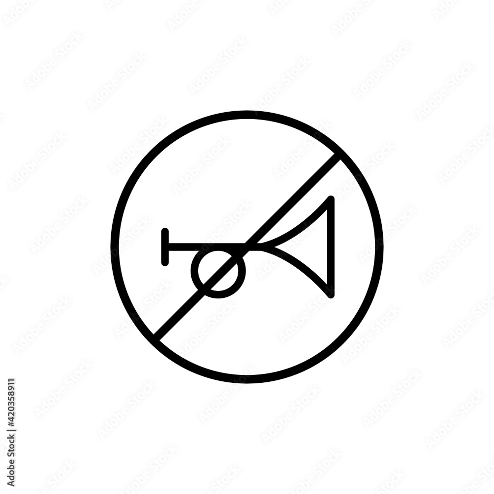 No Horn Traffic Sign icon, isolated on white background No Horn Traffic Sign icon, isolated on white background