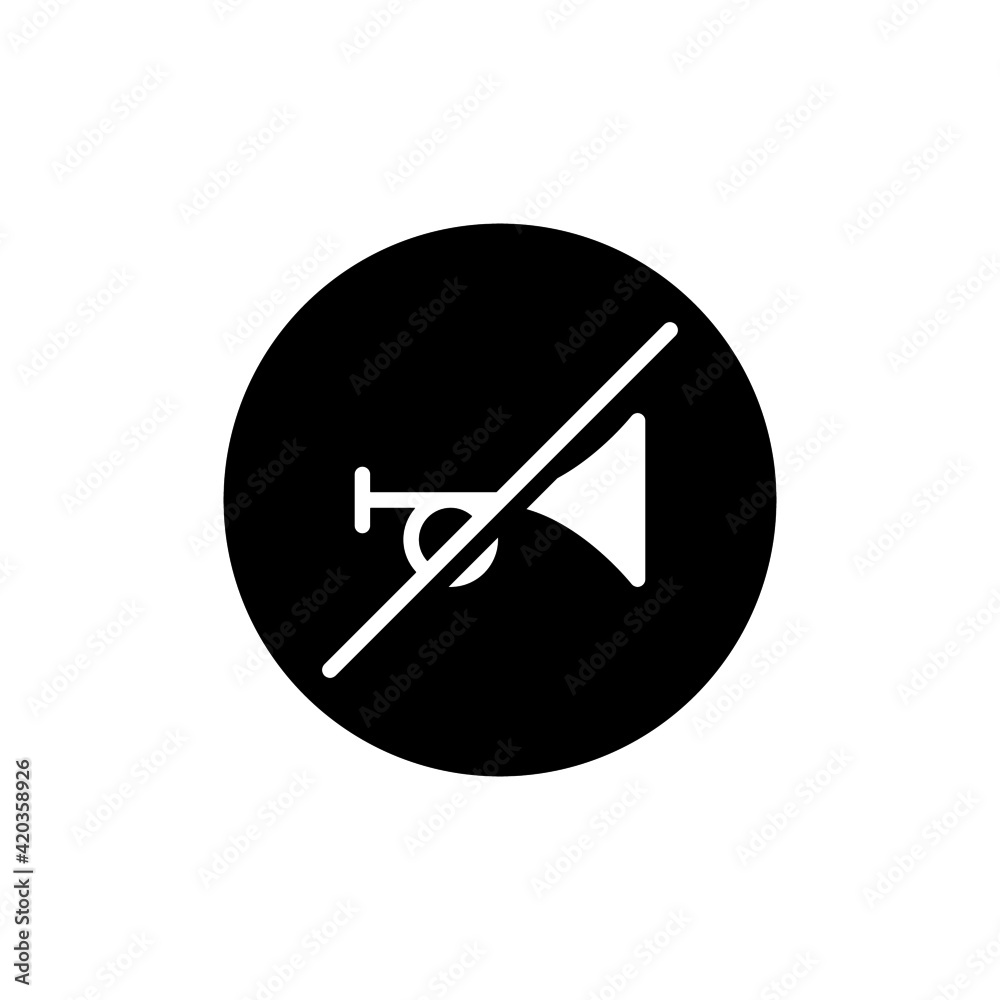 No Horn Traffic Sign icon, isolated on white background No Horn Traffic Sign icon, isolated on white background