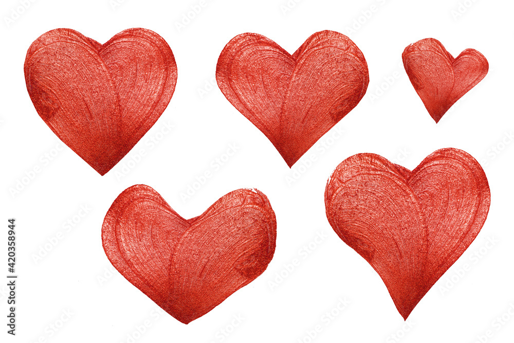 set of red gold hand drawn heart. Gold brush stroke design element for greeting, gift, wedding, birthday card. set of red gold hand drawn heart. Gold brush stroke design element for greeting, gift, wedding, birthday card.