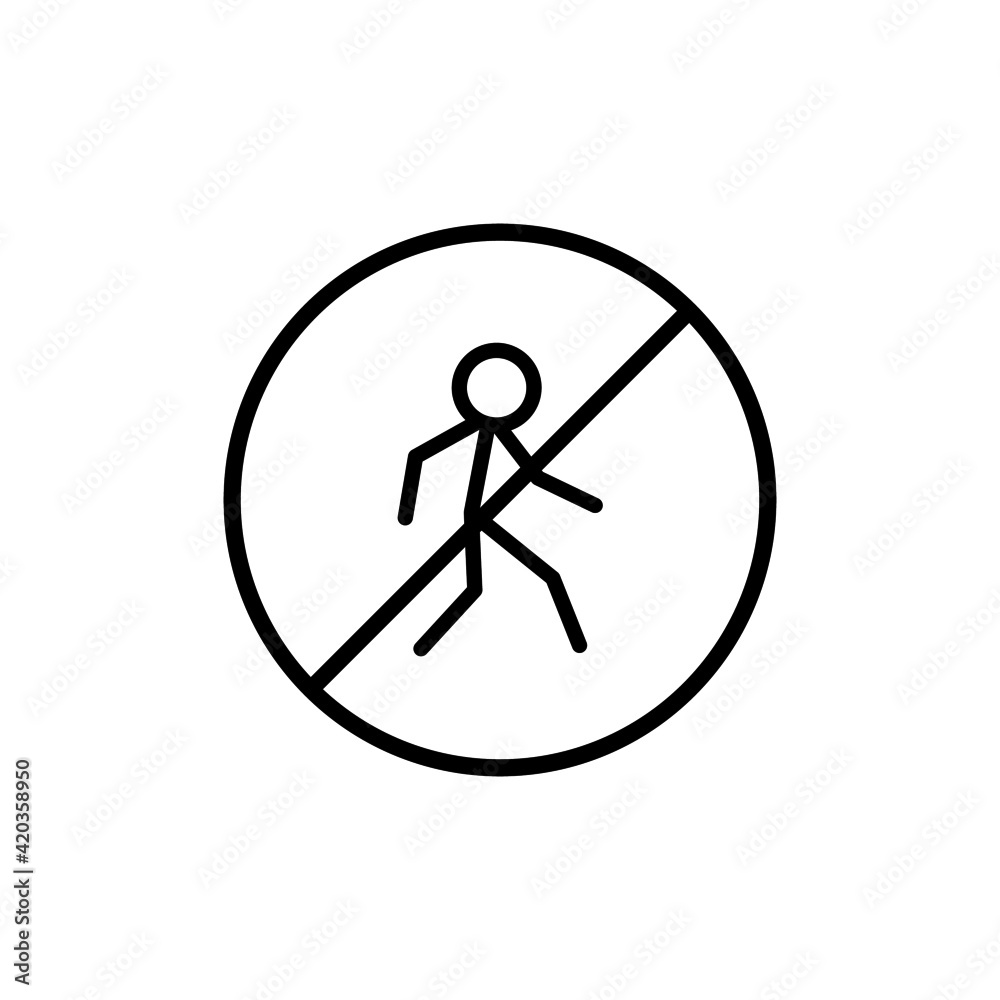 No pedestrian crossing symbol vector icon, isolated on white background No pedestrian crossing symbol vector icon, isolated on white background