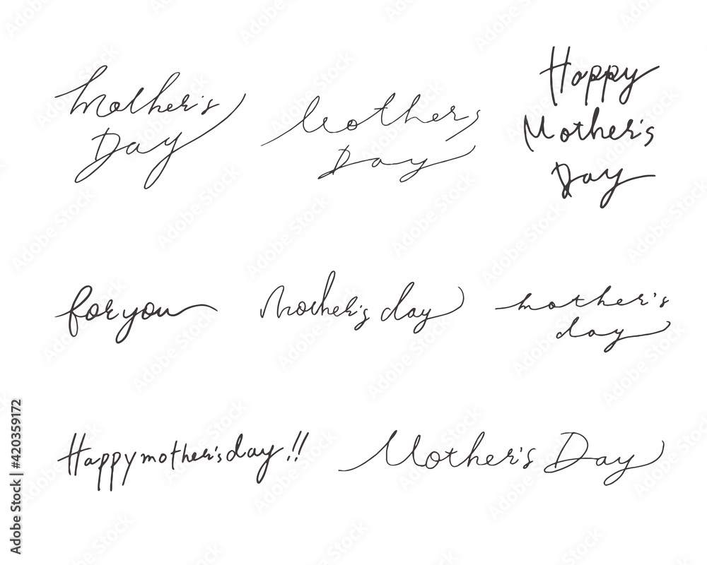 手書きの母の日メッセージロゴ　Handwritten Mother's Day message logo - obrazy, fototapety, plakaty 