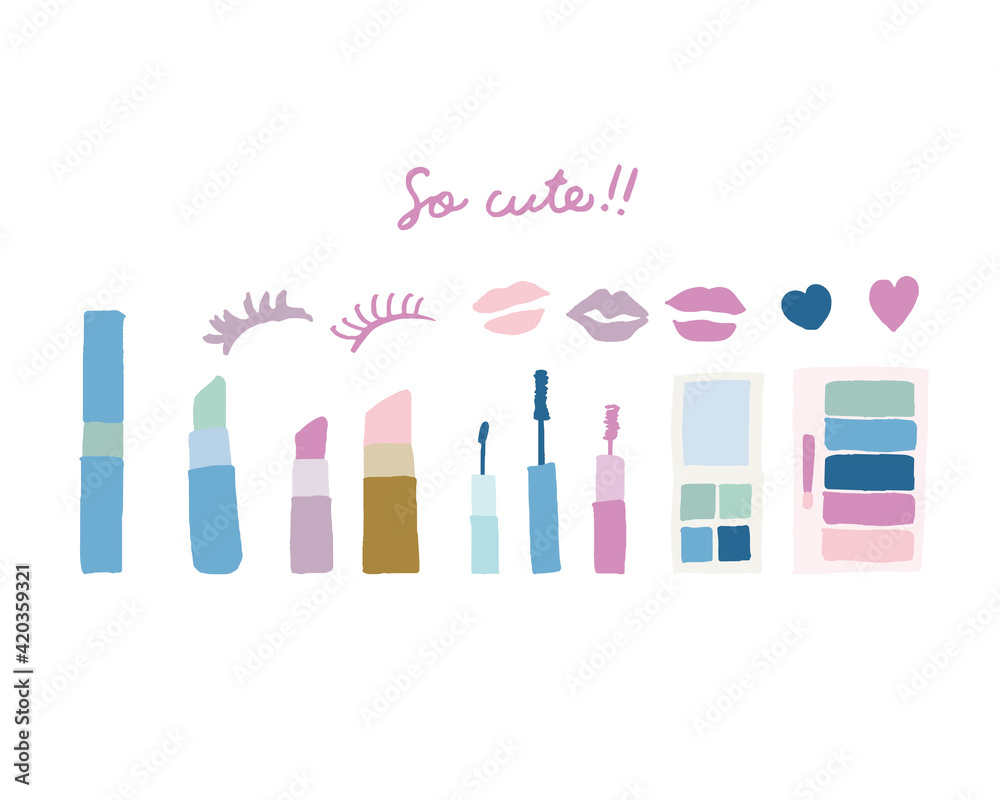 化粧品 手書きイラスト 口紅 アイシャドウ 可愛い Cosmetics handwritten illustration lipstick eyeshadow cute 化粧品 手書きイラスト 口紅 アイシャドウ 可愛い Cosmetics handwritten illustration lipstick eyeshadow cute