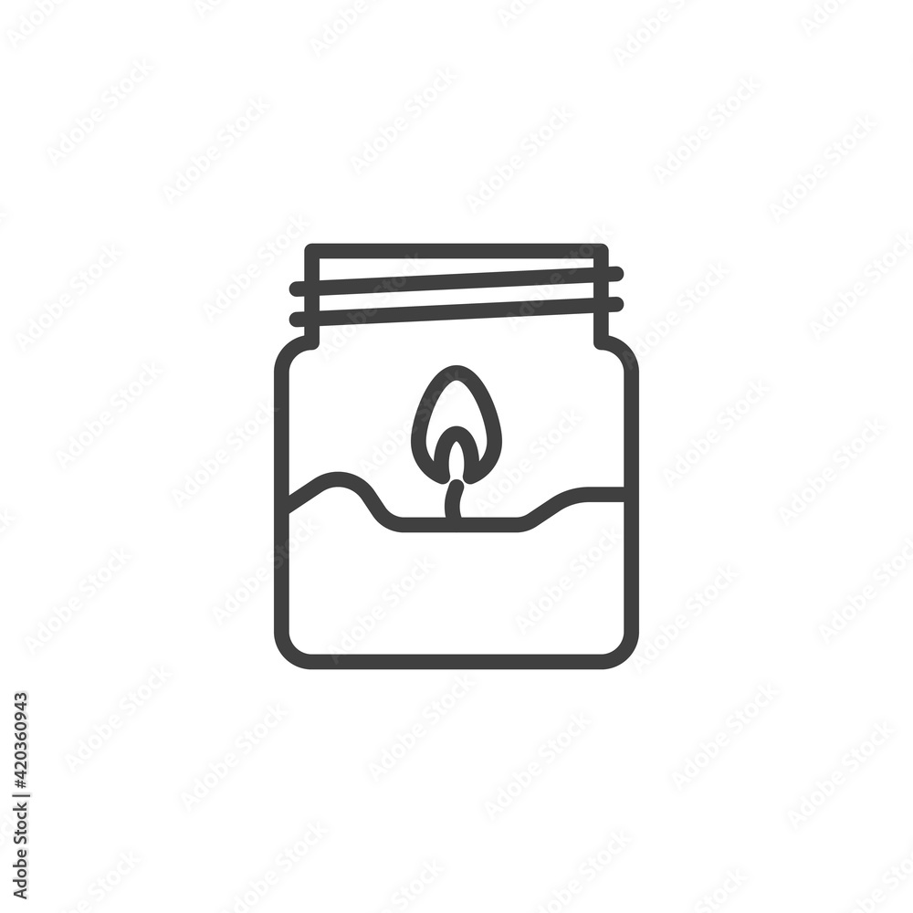 Candle in the jar line icon. linear style sign Candle in the jar line icon. linear style sign