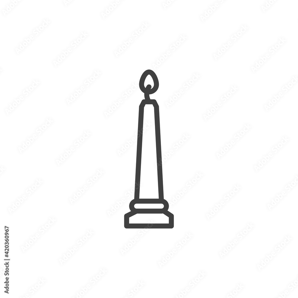 Burning wax candle line icon. linear style sign Burning wax candle line icon. linear style sign