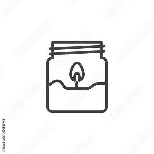 Candle in the jar line icon. linear style sign