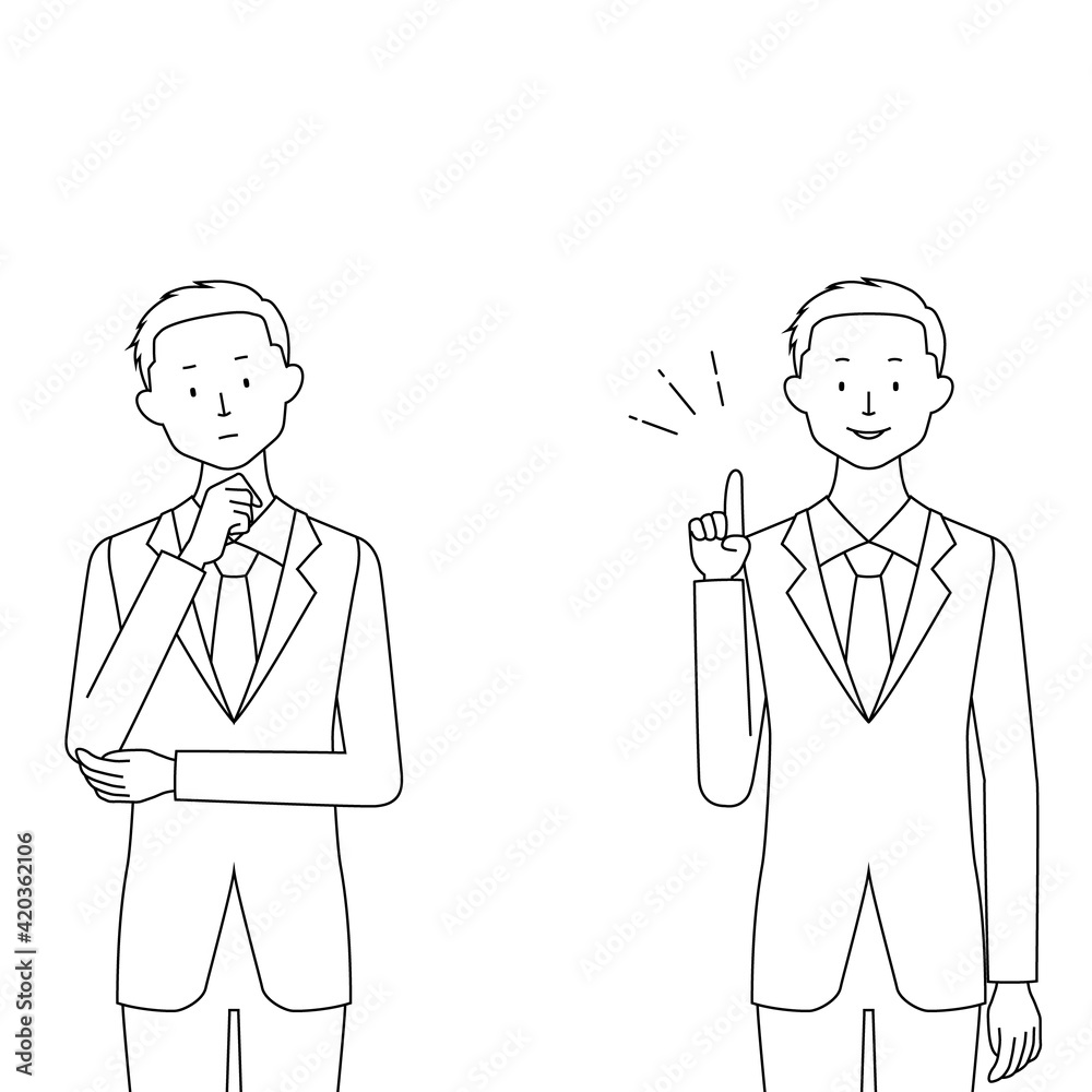 Illustration set of a man (trouble and after solve) (white background, vector, cutout) Illustration set of a man (trouble and after solve) (white background, vector, cutout)