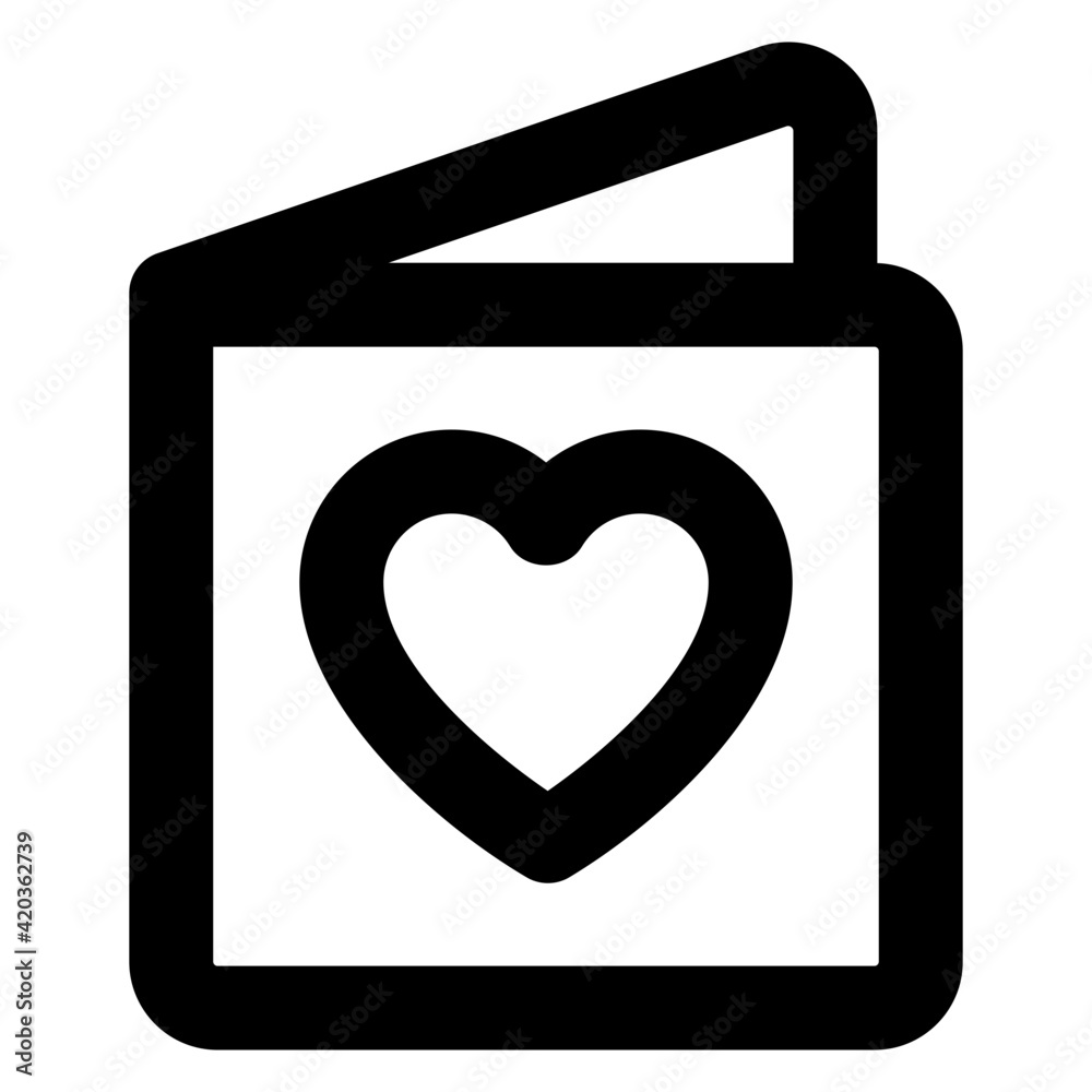 Glyph design of heart on folded card, valentine card icon
Glyph design of heart on folded card, valentine card icon