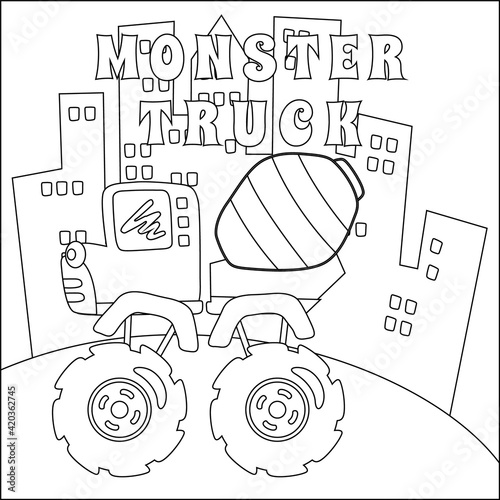 Wallpaper Mural Vector illustration of monster truck with cartoon style. Cartoon isolated vector illustration, Creative vector Childish design for kids activity colouring book or page. Torontodigital.ca