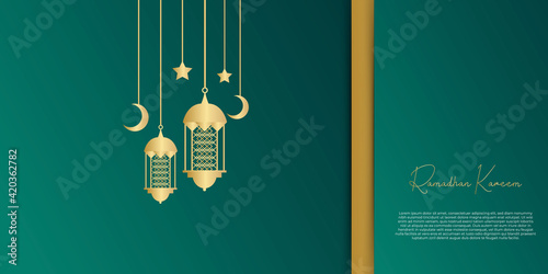 Ramadan Arabic calligraphy design isolated on green splendid background