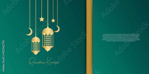 Ramadan Arabic calligraphy design isolated on green splendid background