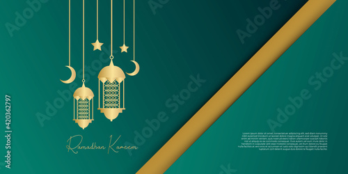 Ramadan Arabic calligraphy design isolated on green splendid background