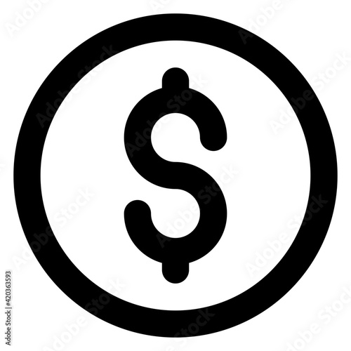  Dollar currency coin icon in trendy design