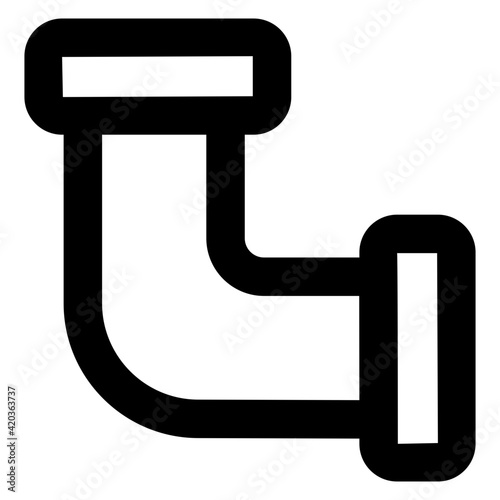 
Icon of L pipe, filled design of elbow connection 

