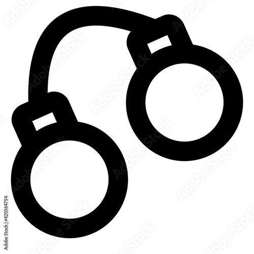 
Handcuffs icon, a pair of lockable linked metal rings

