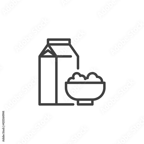 Cereal milk breakfast line icon