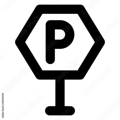 
Cityscape roadside pole, solid icon of parking board 

