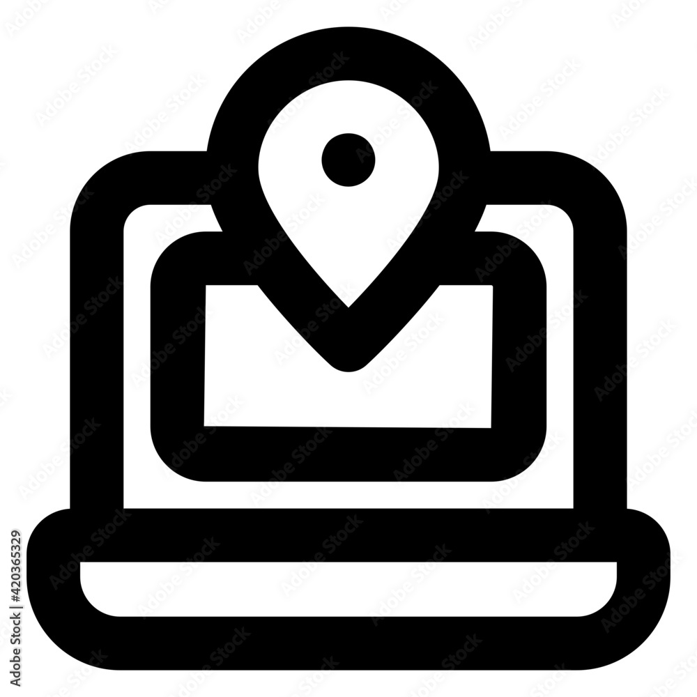 Map marker with laptop, concept of online navigation icon
Map marker with laptop, concept of online navigation icon