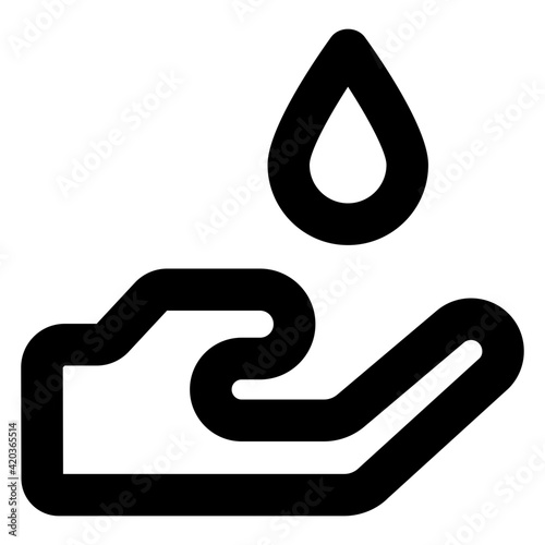 
Drop in hand denoting concept of save water icon

