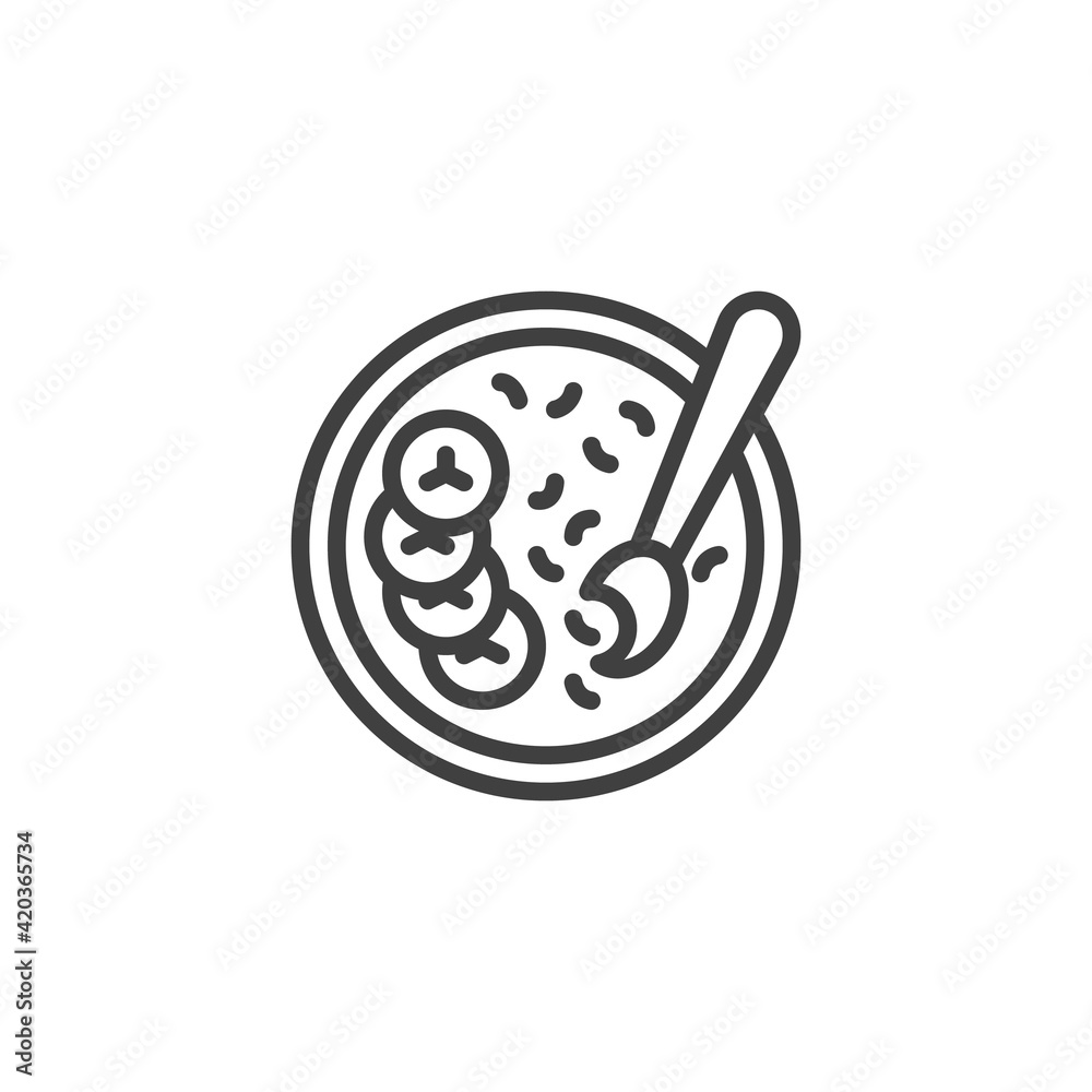 Oatmeal porridge with banana line icon
