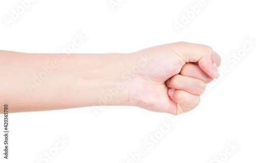 The gesture of clenching one's fist