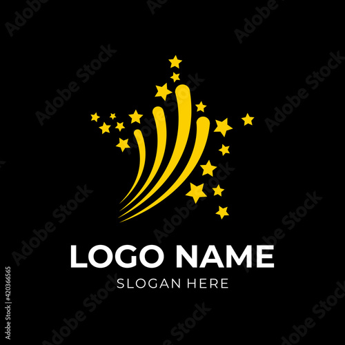 firework logo design with flat gold color style