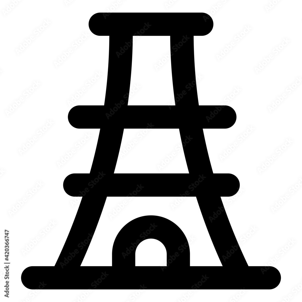 France memorial landmark, glyph icon of eiffel tower
France memorial landmark, glyph icon of eiffel tower