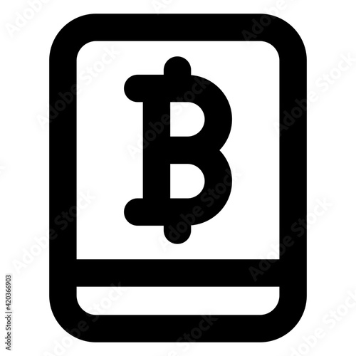 
Filled design of mobile bitcoin icon, digi9tal currency vector 

