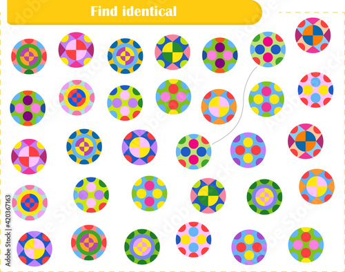  Logic puzzle game for children and adults. Find identical circles and connect them with a line. Development of attention, thinking and memory