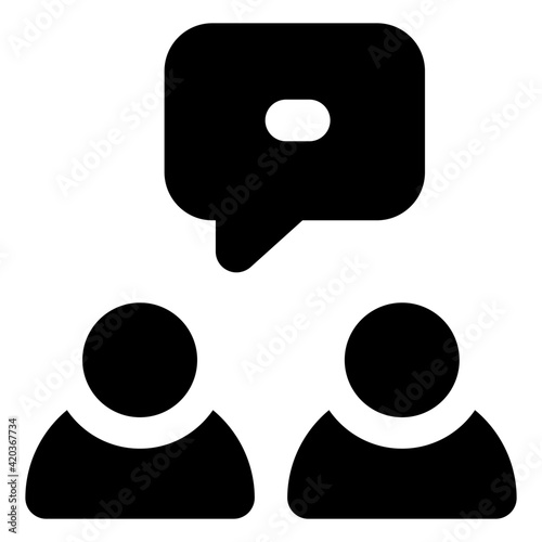 
Chat bubble with two persons denoting concept of conversation icon

