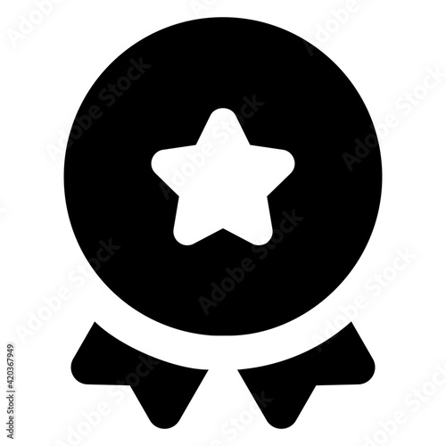 
Sports winning award, glyph icon of star badge 

