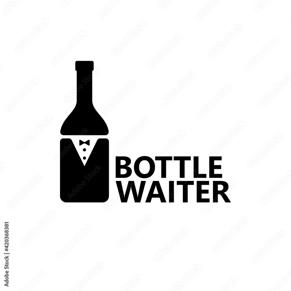 Bottle waiter logo template design Bottle waiter logo template design