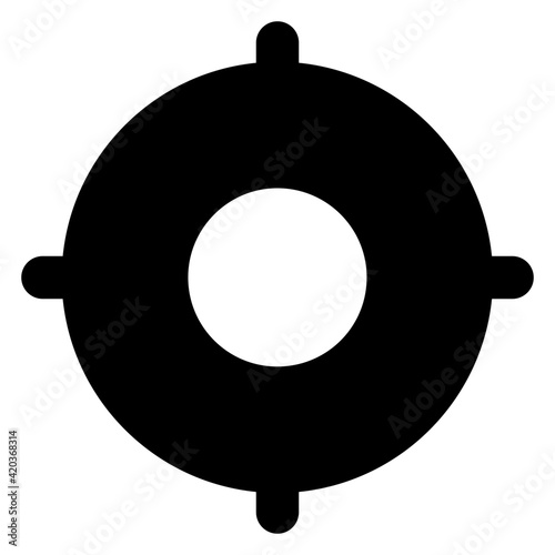 
A midpoint icon in filled design, reticle vector 

