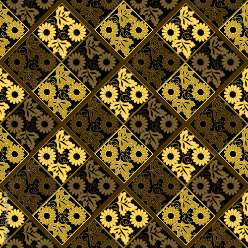 Creative composition of geometric elements. Pattern in a square. Seamless background for printing on paper, fabric, leather, tile, oilcloth and linoleum. photo