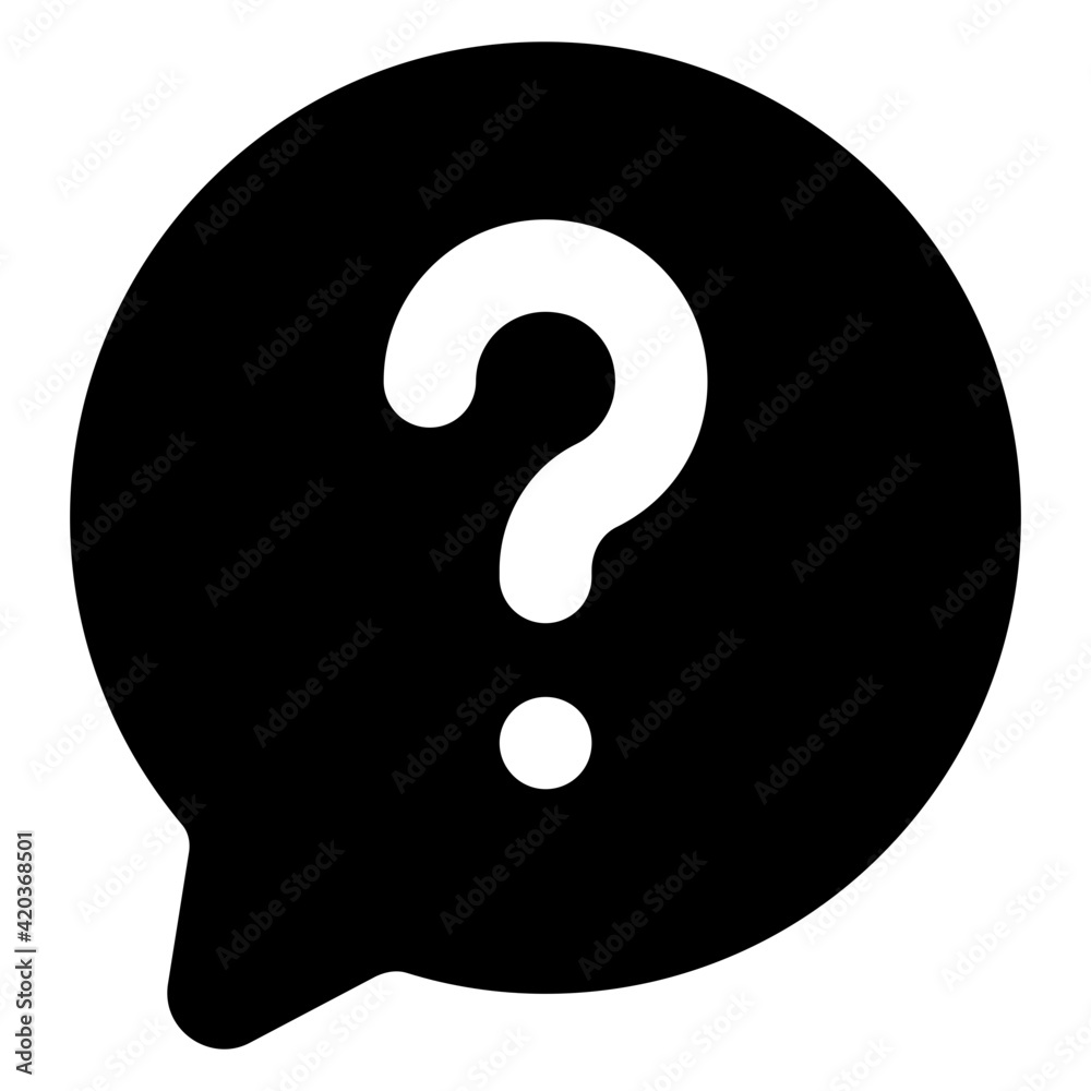 Question mark inside speech bubble, solid design of help chat icon
Question mark inside speech bubble, solid design of help chat icon