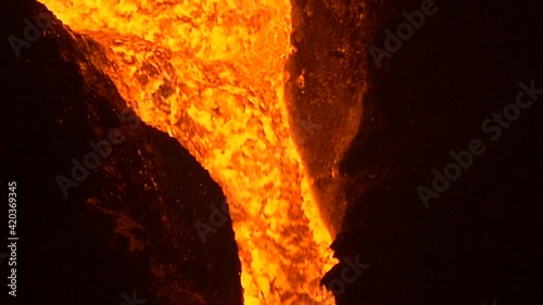 closeup of lava fountain lava fall photo