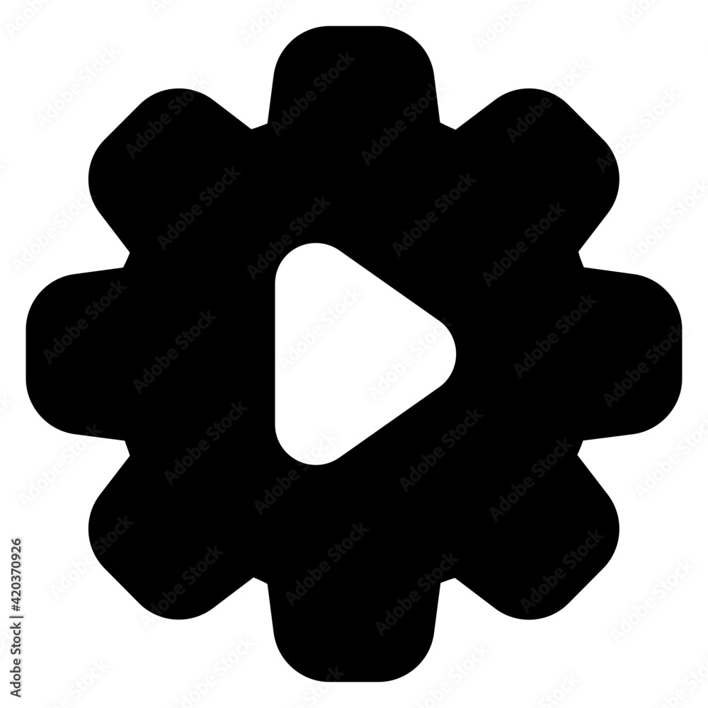 Video sign with gear wheel, glyph design of video setting icon
Video sign with gear wheel, glyph design of video setting icon