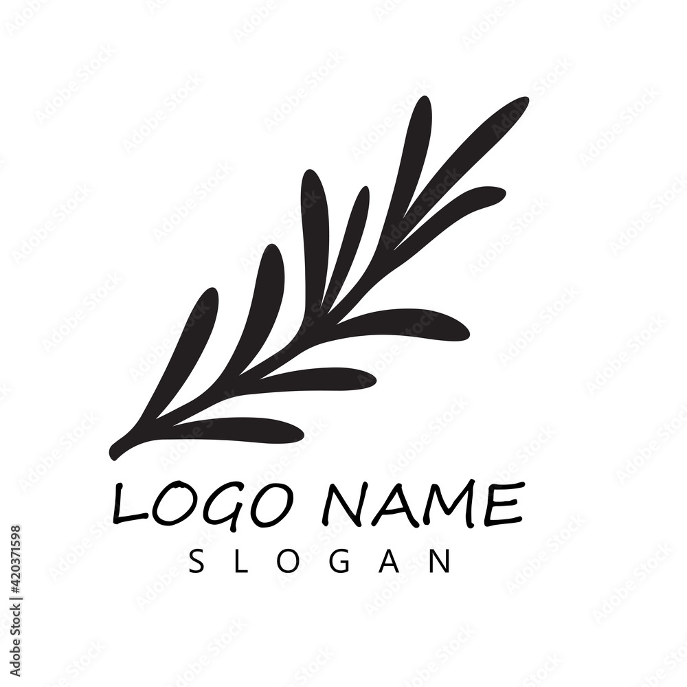 rosemary leaf vector logo illustration template rosemary leaf vector logo illustration template