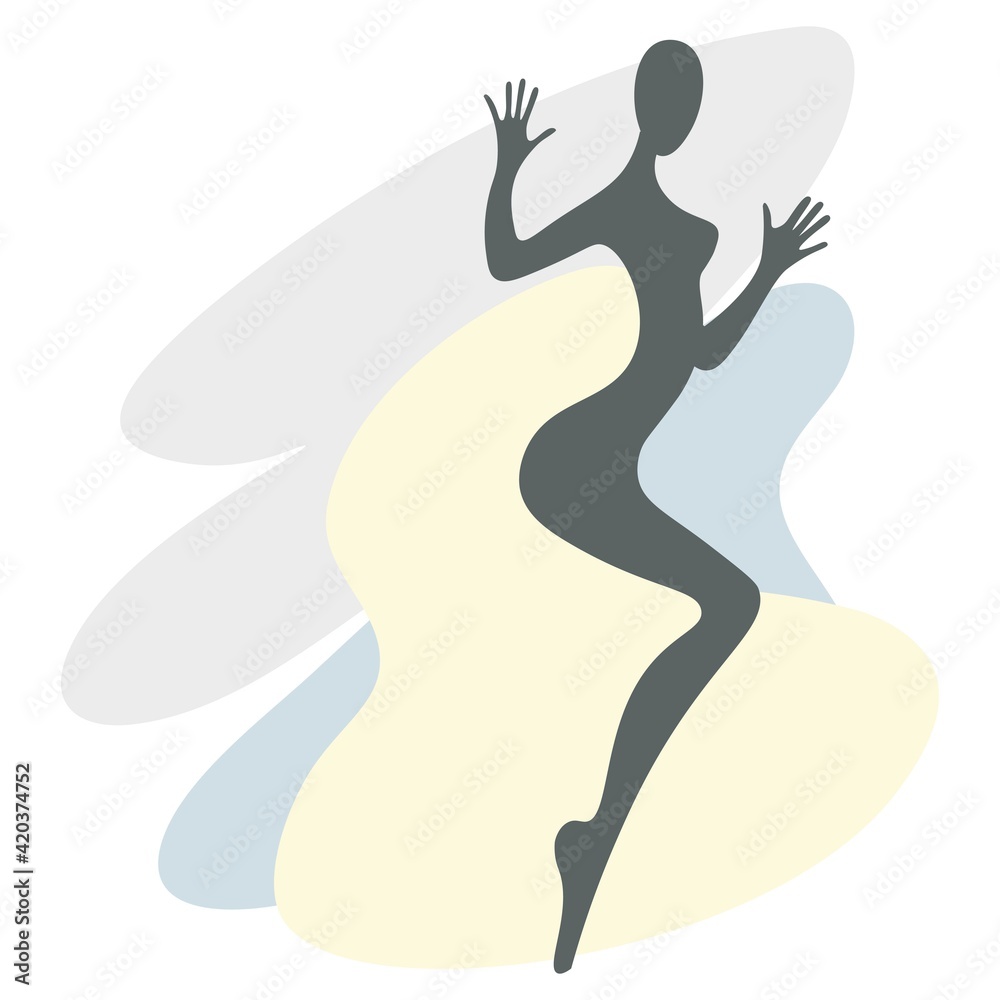 The emblem of the sports games, Olympic competitions. Expressive female figure. Abstract portrait. Silhouette on a pastel background. Ballet art. Stylish fashionable sketches of interiors. Vector The emblem of the sports games, Olympic competitions. Expressive female figure. Abstract portrait. Silhouette on a pastel background. Ballet art. Stylish fashionable sketches of interiors. Vector