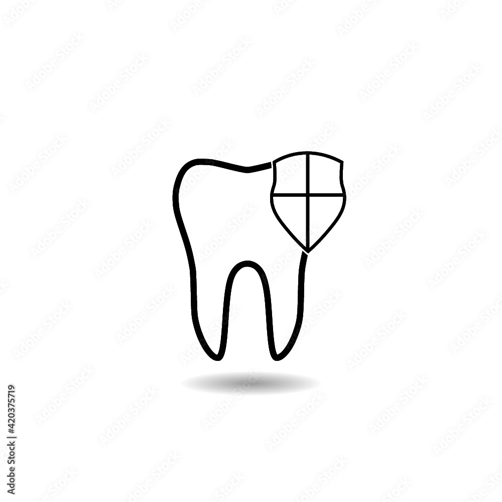 Protected tooth icon with shadow Protected tooth icon with shadow