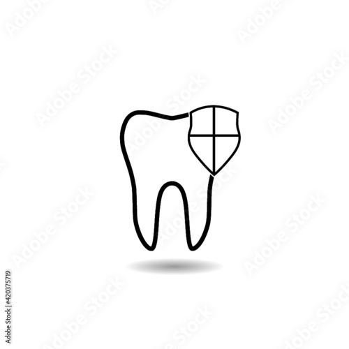 Protected tooth icon with shadow